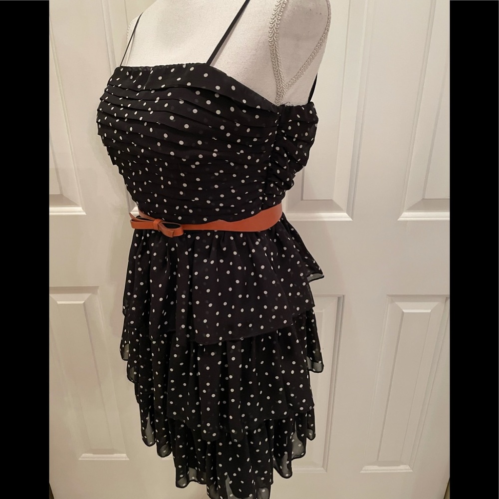 Bongo Dress Party Black/White Tiered Polka Dot Design Western Cowgirl Size 5